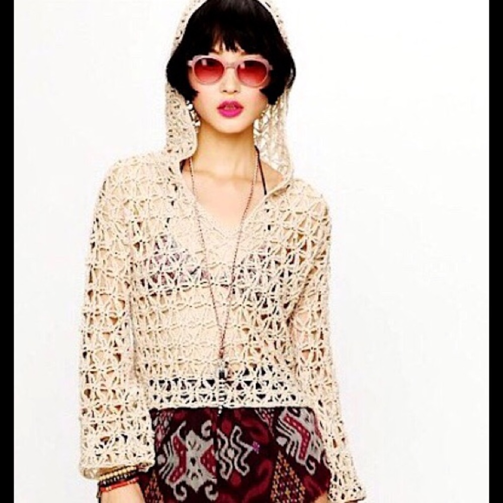 FREE PEOPLE Tape Yarn Star Stitch Hoodie Size SP